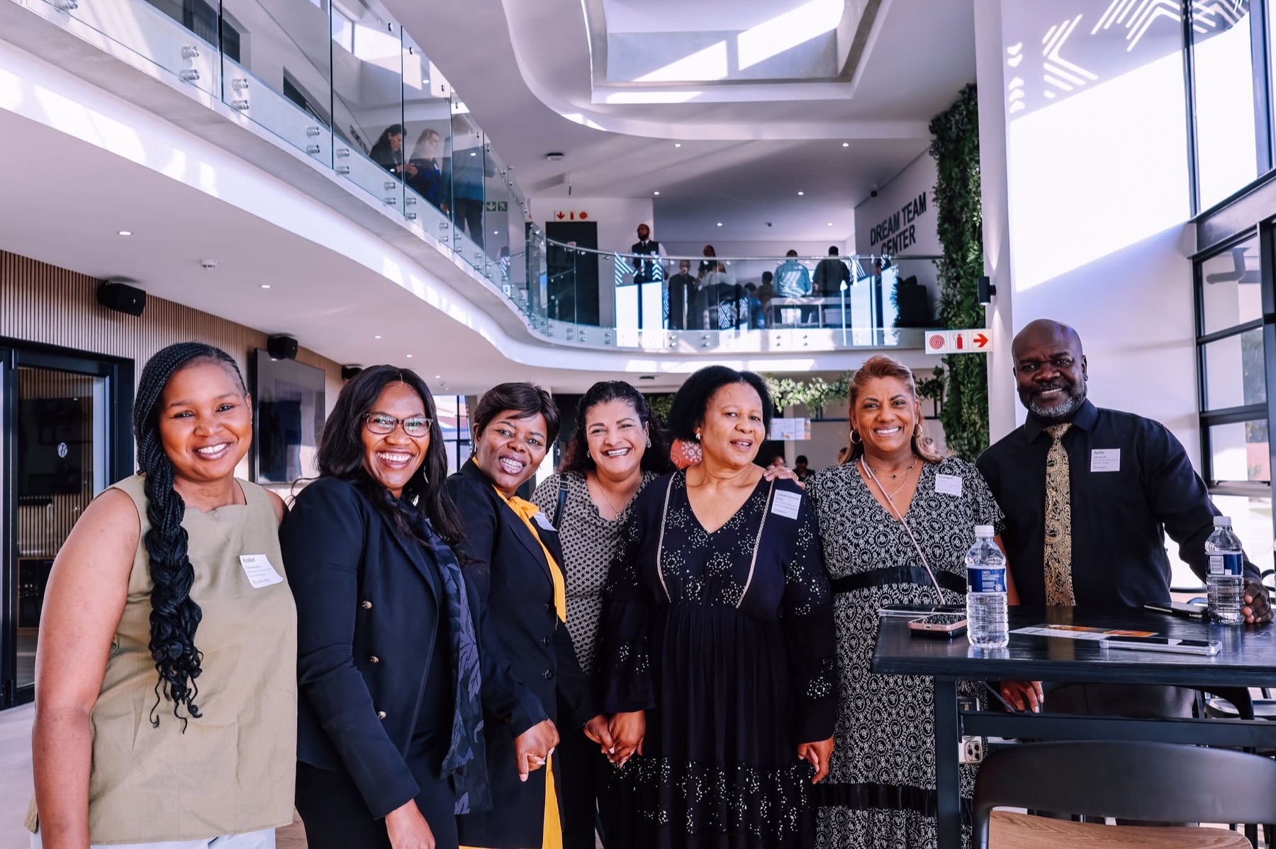 The CFC team welcoming people in the church atrium